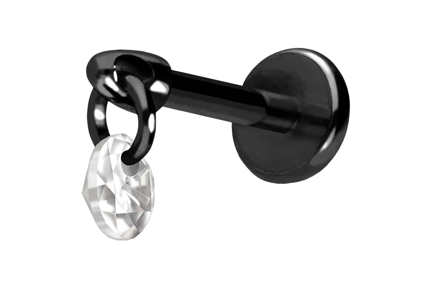 Titan Labret Piercing mit Push Fit RUNDER KRISTALL